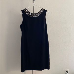 Calvin Klein black pearl neckline sheath dress